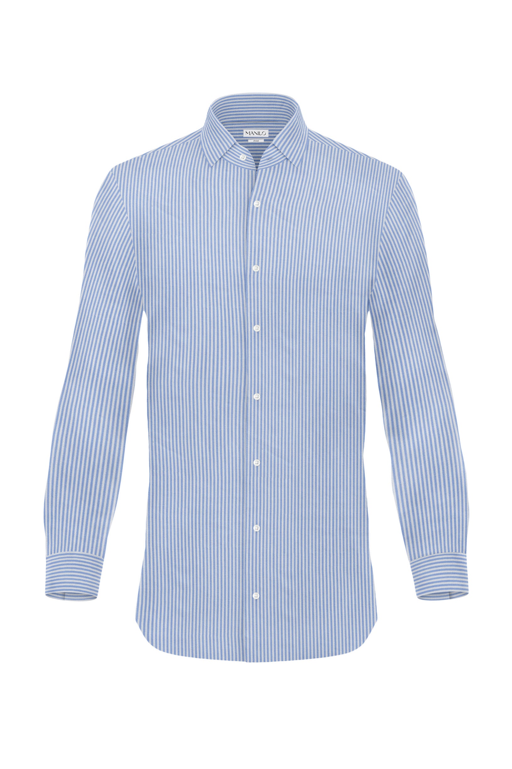 Hochwertiges Twill-Hemd Streifen Hellblau Fitted (schmal geschnitten)